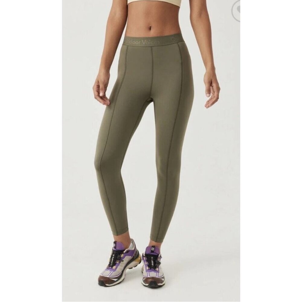 Outdoor‎ Voices SuperForm Bloom 7/8 Leggings Women's Small S Army Green Wicking